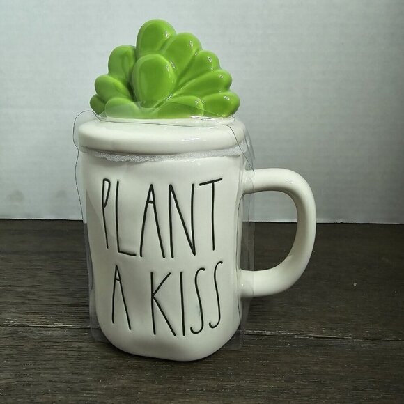 Rae Dunn Other - NWT Rae Dunn Artisan Plant A Kiss Mug Succulent Figural Topper 2021